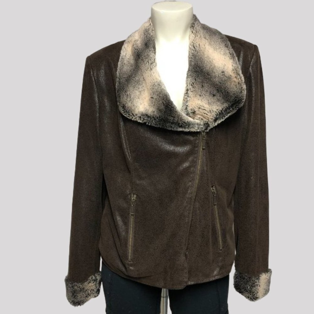 Cleo Brown Faux Suede & Fur Jacket
